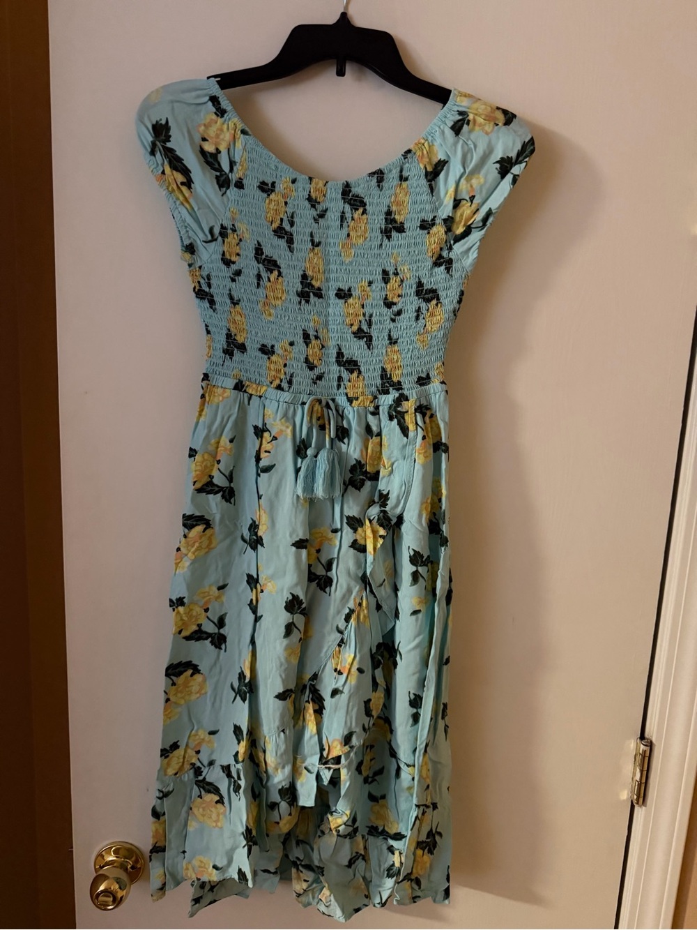 Justice Light Blue Dress with Yellow Rose Print